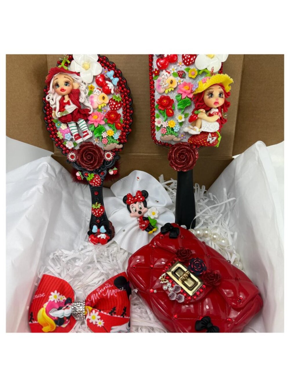 Strawberry Birthday Gift Set for Teen Girls | Mirror, Brush & Purse